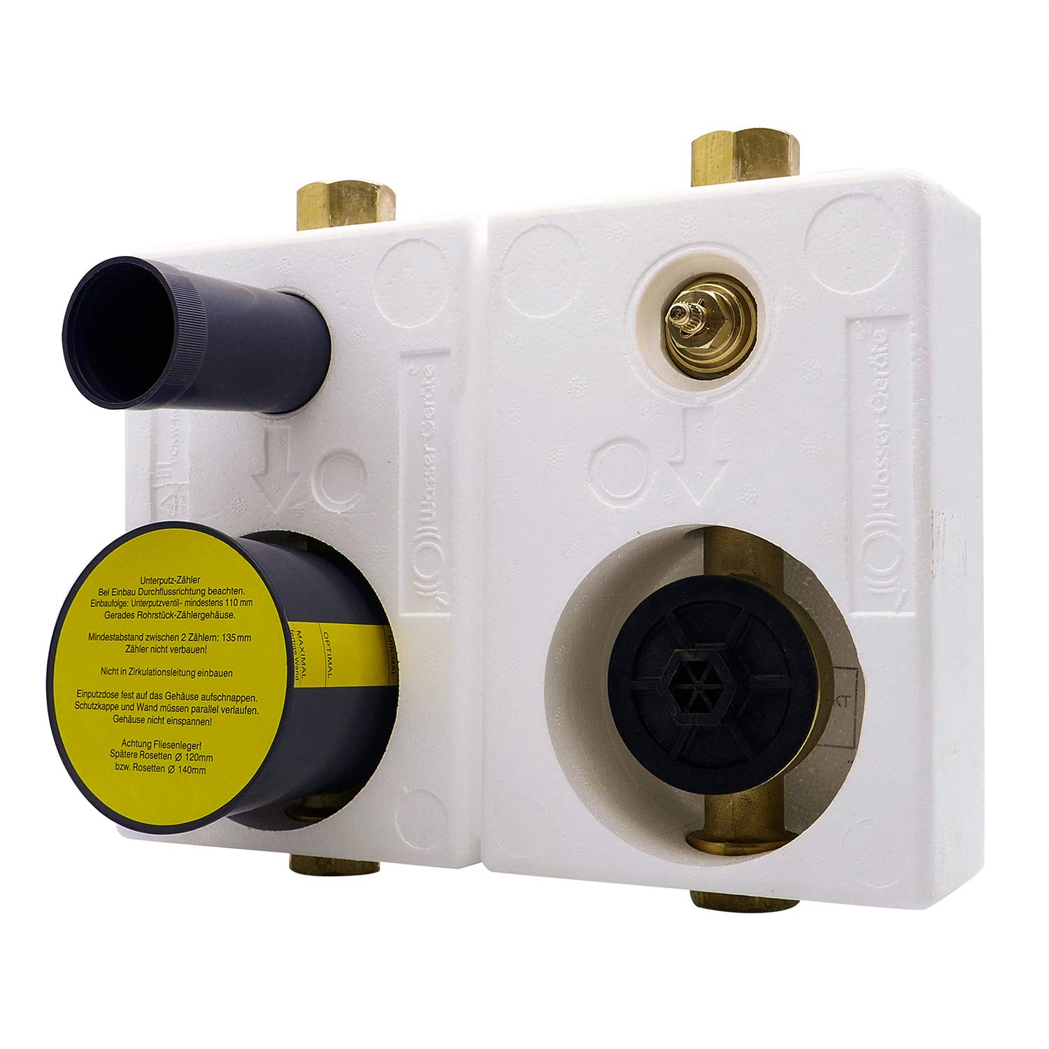 ISTA WG TEC 3000 - Bloque de montaje coaxial doble (2 pulgadas, latón, con válvula DVGW)