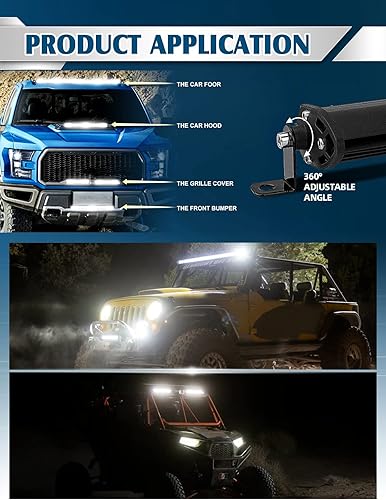 Miniatura 8 de Barra de luz LED de 20 pulgadas, haz combinado de inundación, delgada de una fila, lámpara de conducción LED, luces todoterreno, luz de trabajo LED