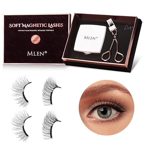 Miniatura 1 de MLEN Pestañas magnéticas de aspecto natural, sin pegamento ni forro, pestañas postizas magnéticas, pestañas magnéticas suaves, pestañas magnéticas