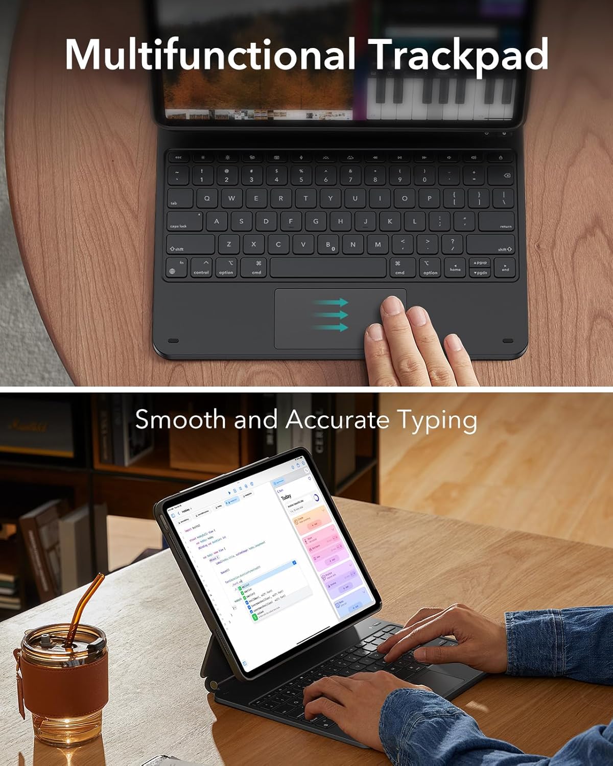 ESR iPad Air 13 Inch Case Keyboard (M3/M2, 2025/2024), Easy-Set Magnetic Stand, Portrait/Landscape Mode, Removable Case with Multi-Touch Trackpad, Rebound 360 Series, Black - Image 6