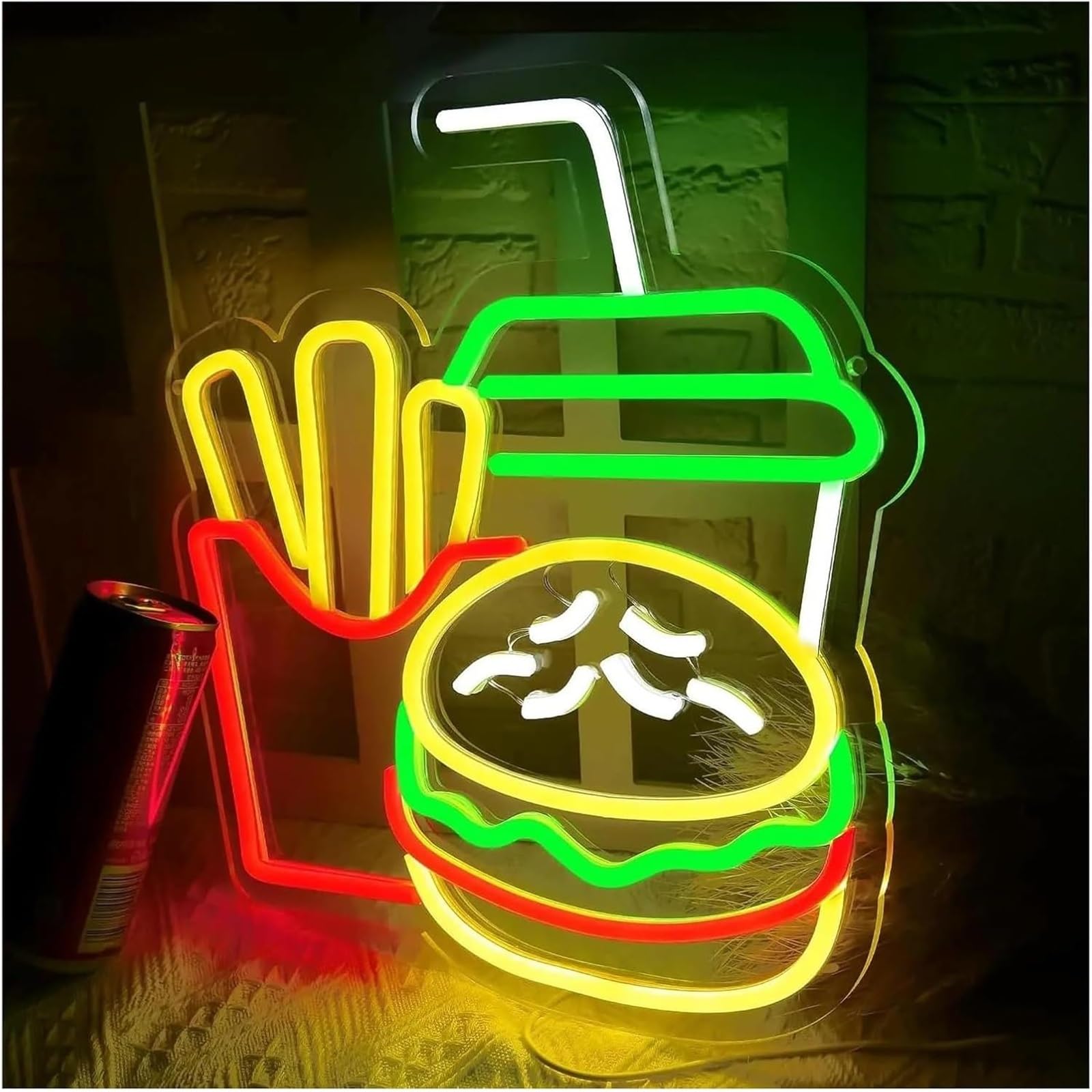Per insegne al neon Hamburg Fries Light Commercial Fast Food Signs