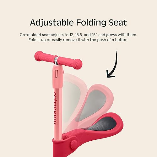 Vista 17 de Retrospec Chipmunk Plus - Patinete de 3 ruedas para niños de más de 3 años, altura ajustable, aprende a conducir, asiento plegable, luces LED