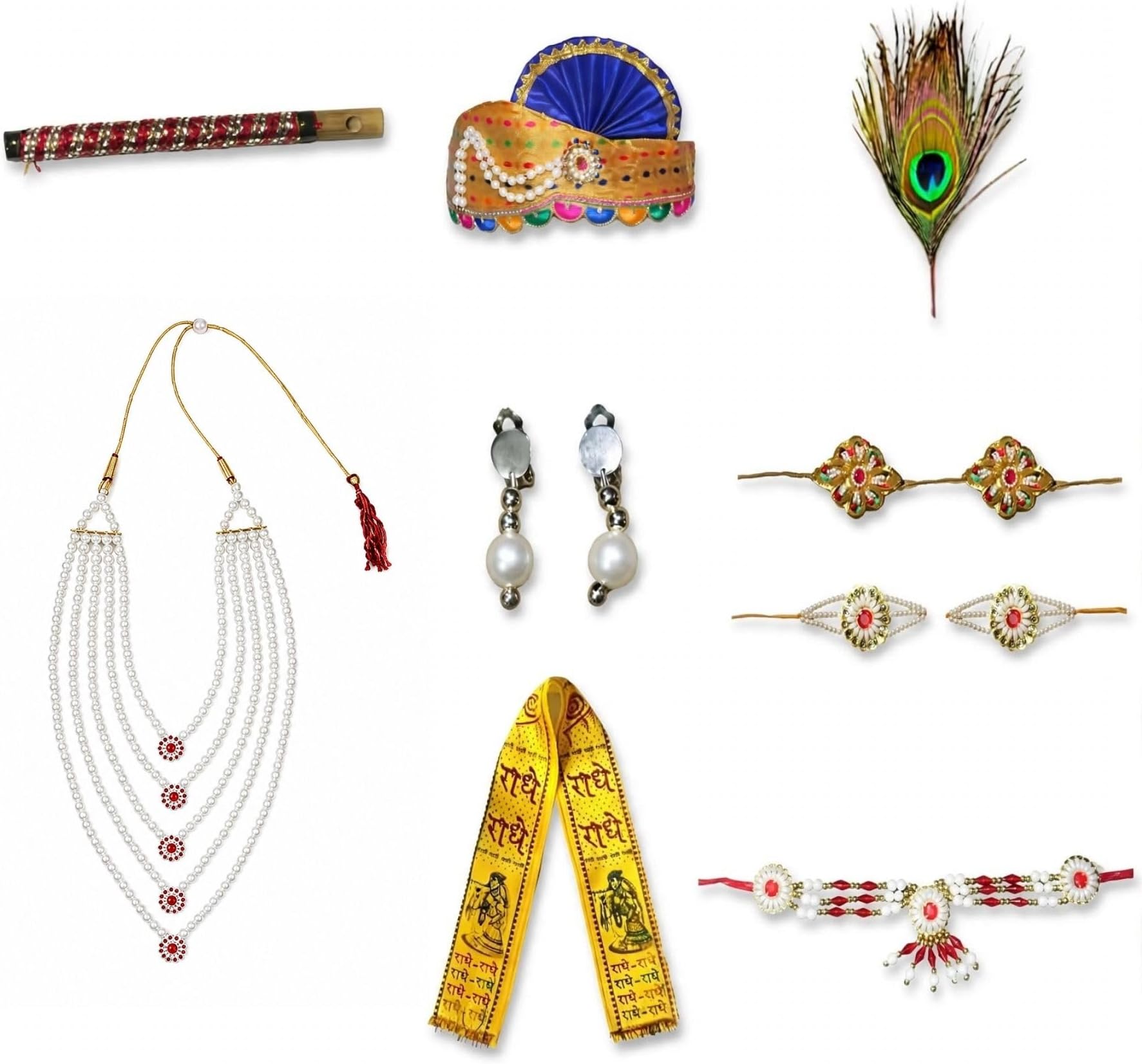 Kaku Fancy Dresses Krishna Jewellery for Kids/Janmashtami/Bal Gopal Dress/Kanha Accessories/Bal Krishna Mukut/Krishna Sringar Jewellery