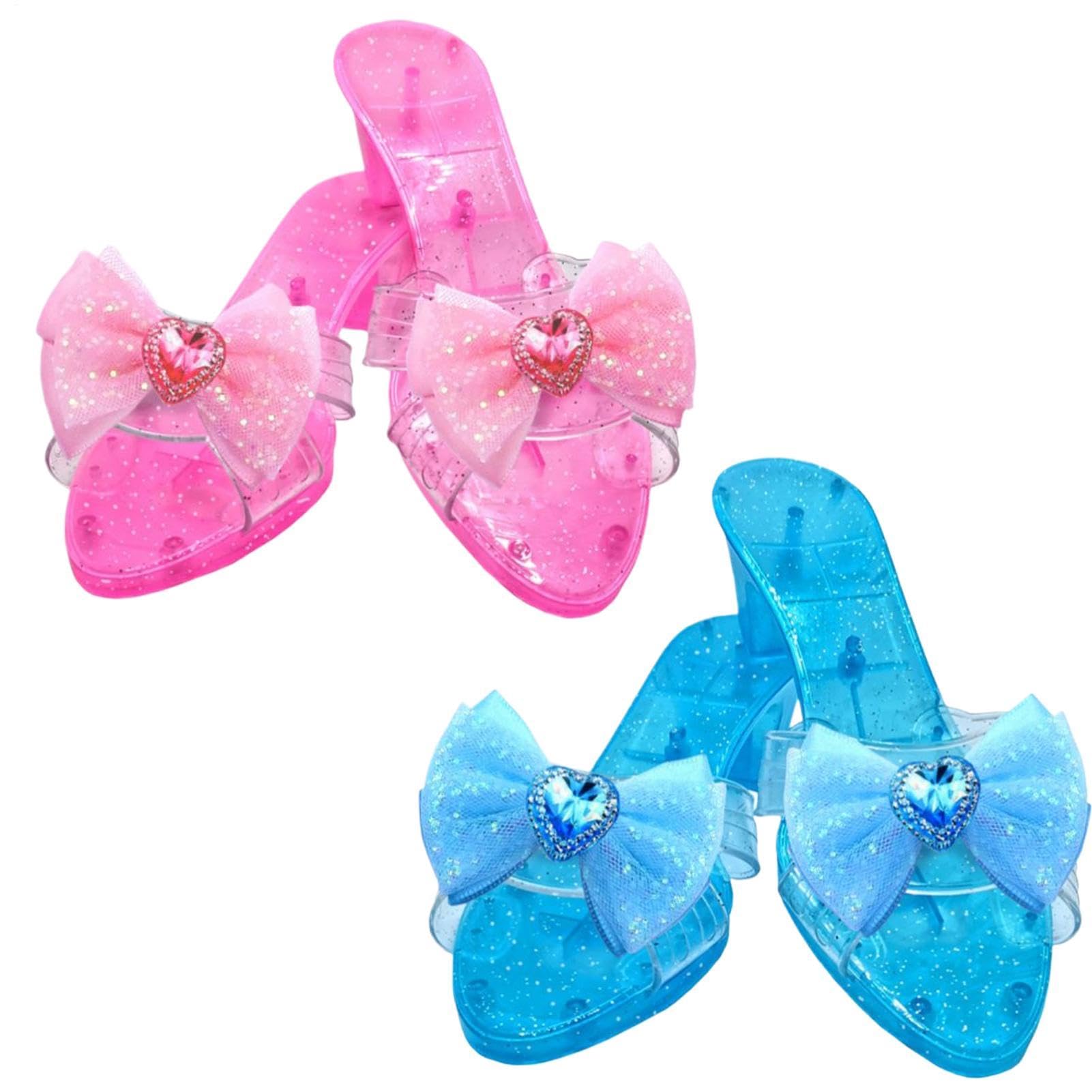 Princess Shoes for Girls | 2 pairs Girls Pretend Play Crystal Shoes