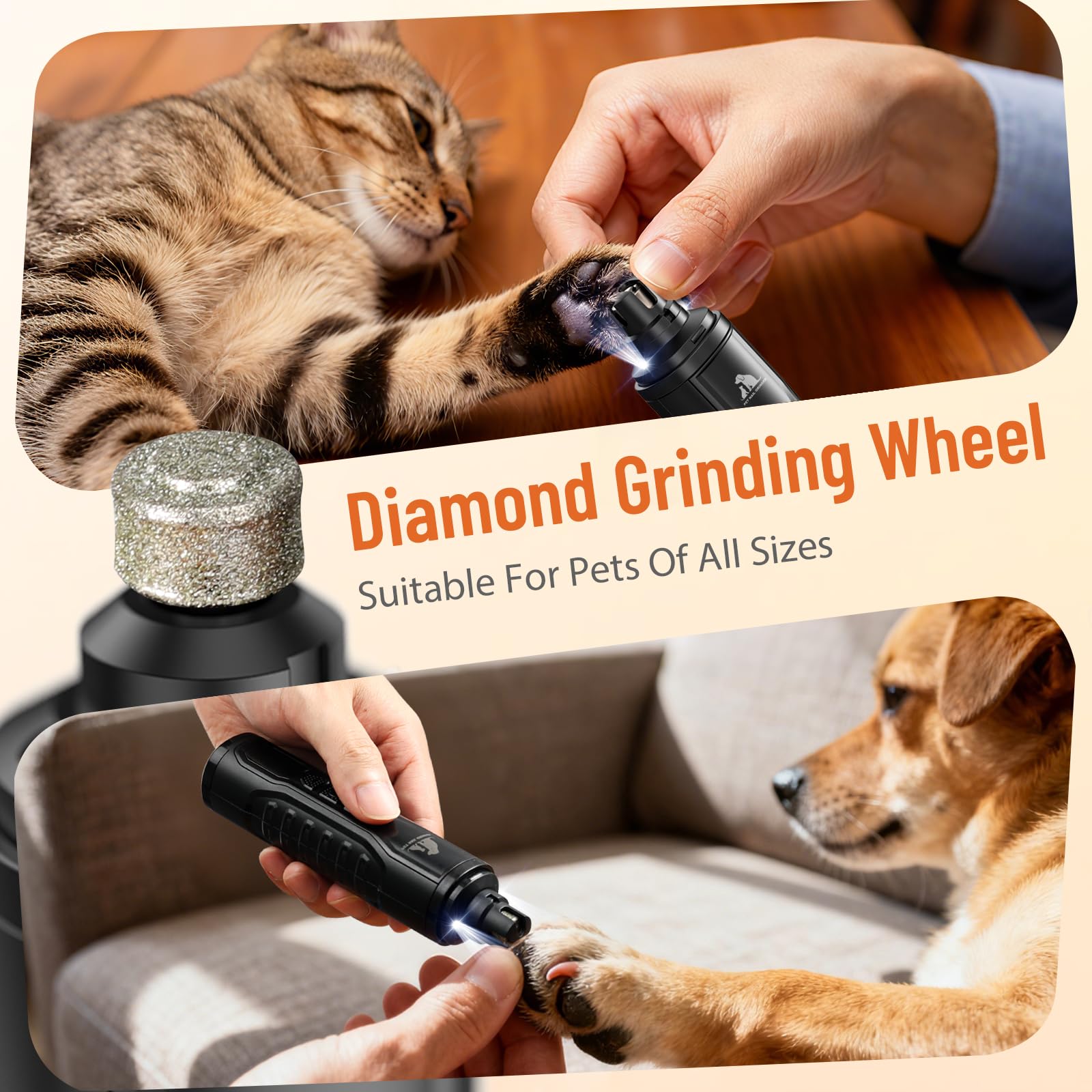 Electric Dog Nail Grinder: Upgraded 5-Speed Quiet Dog Nail Trimmer-Safe Painless Nail File for Claw Trimming & Grooming Care At Home for Dogs & Cats(Light Black) - image 5