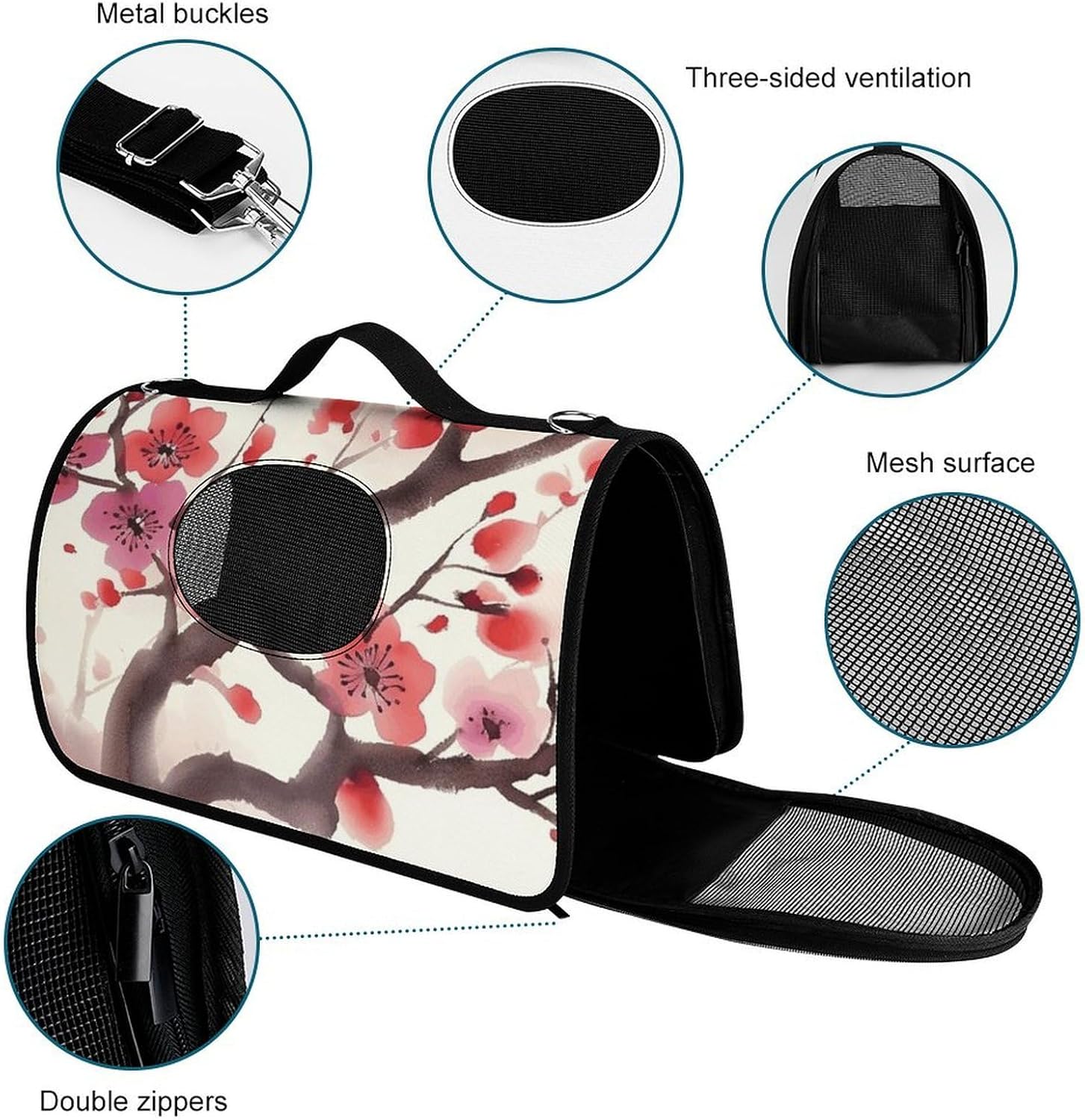 Pet Handbags, Spring Plum Printed Pet Handbags,folding Pet Bags,new Pet Handbags,universal Pet Handbags, 45X26X23.5cm