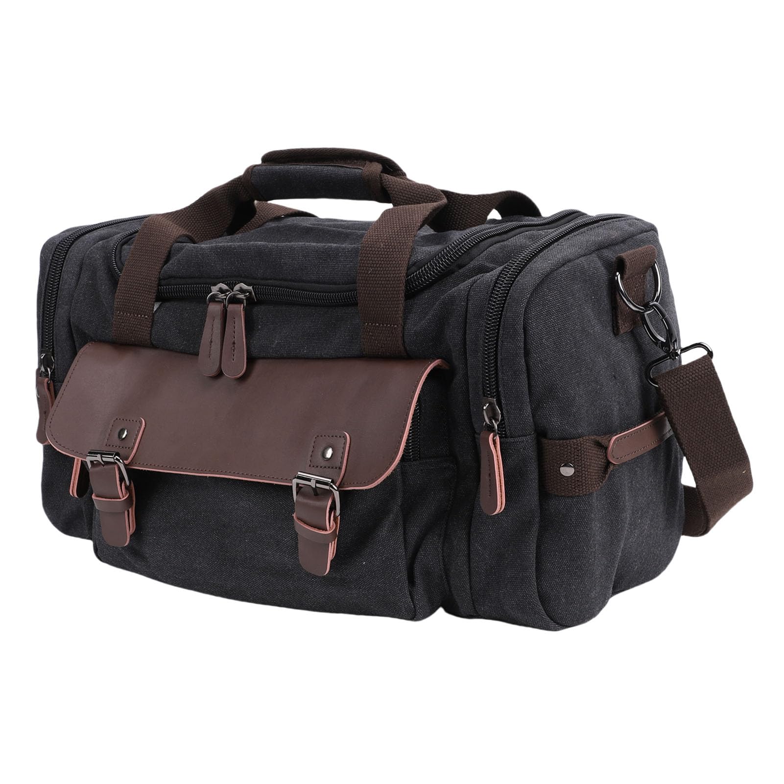 Borsa da viaggio in tela impermeabile con grande capacità per brevi viaggi di lavoro, tre modalità di trasporto, per il pendolare degli studenti, Nero , casual
