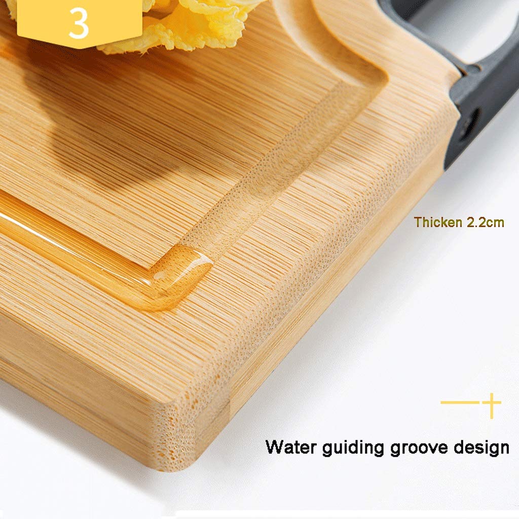 Planche À Découper En Bois Massif, Planche À Découper Domestique Avec Poignée Et Rainure, Grande Planche En Bambou Rectangulaire, Planche À Couteaux Épaississante – Pour Pâtes, Fruits, Fromage, Viand