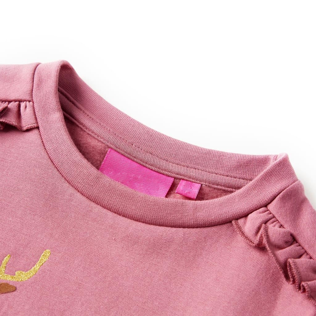 Sudadera infantil rosa frambuesa con diseño de ciervo, 95% algodón, camiseta de manga larga talla 92, transpirable y suave forro, puños acanalados, cómoda para niñas y niños, uso diario