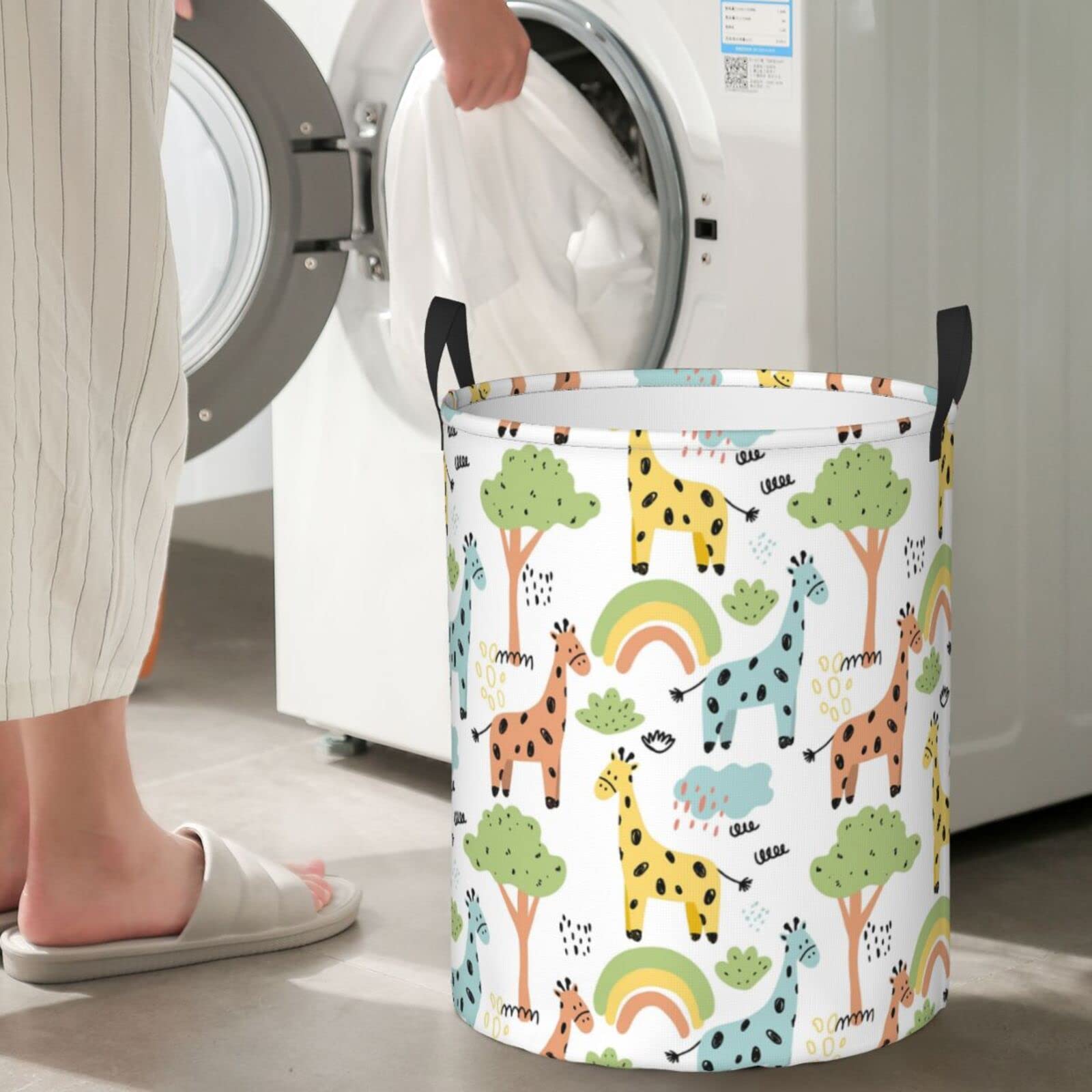 Panier à linge pliable en tissu de style scandinave avec motif