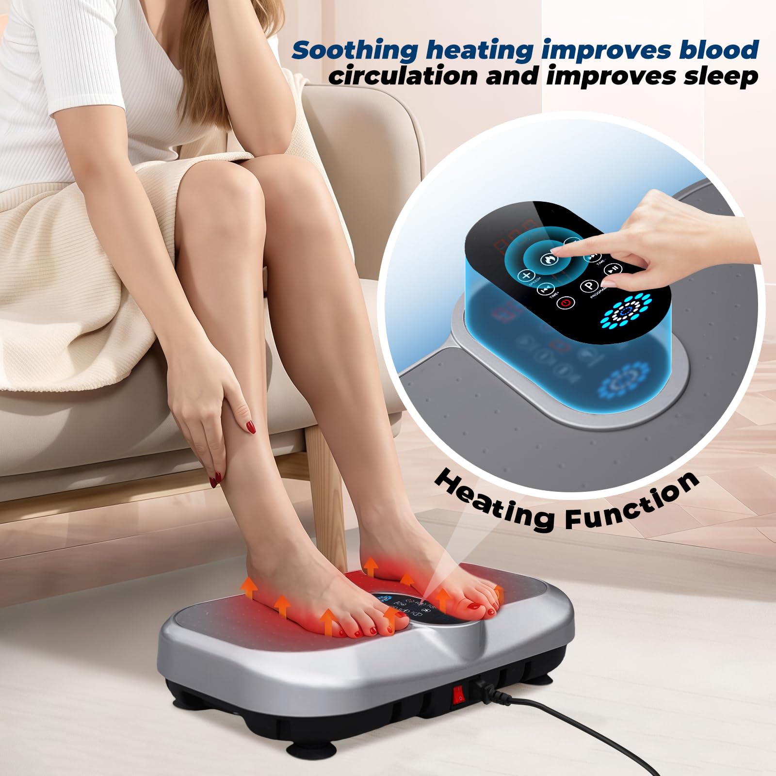 vibratie oefenmachine Trilplaat Fitnessapparaat Trilling Afslankende trilplaat Schud de machine met weerstandsbanden LCD-display Bluetooth-afstandsbediening 120 Lagersnelheid 150 kg Goud