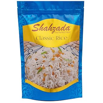 Shahzada Classic White Rice 02 lbs - Great Fragrant Rice for Daily Use, Aged, Aromatic, Flavorful & Slender, Quick Cooking. Everyday - Vegan, GLUTEN FREE, Non-GMO, Low Sodium, No Cholesterol, Resealable Zip-Lock Bag to Seal Freshness - 02 Pound Packing 32 Oz