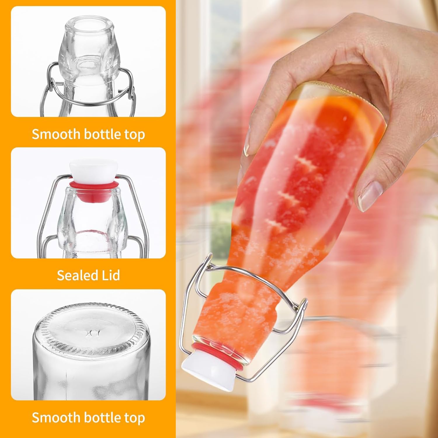 UQMIQURA 12 Stück Glasflaschen, Bügelverschlussflasche, 100ml Glasflaschen mit Bügelverschluss, Kleine Flaschen Zum Befüllen, Bügelflasche zum Befüllen, Saftflasche für Öl, Essig, Saft & Limonade Küche, Haushalt & Wohnen