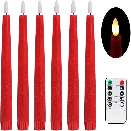 Miniatura 10 de Stmarry Velas LED sin llama de cera real marfil con control remoto y temporizador, velas sin llama de 9.65 pulgadas, velas de ventana sin goteo con