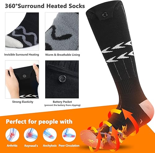 Miniatura 3 de Heated Socks for Men Women, Rechargeable 5000mAh Electric Heated Socks with 3 Heat Settings, App Remote Control Washable Foot Warmers for Winter
