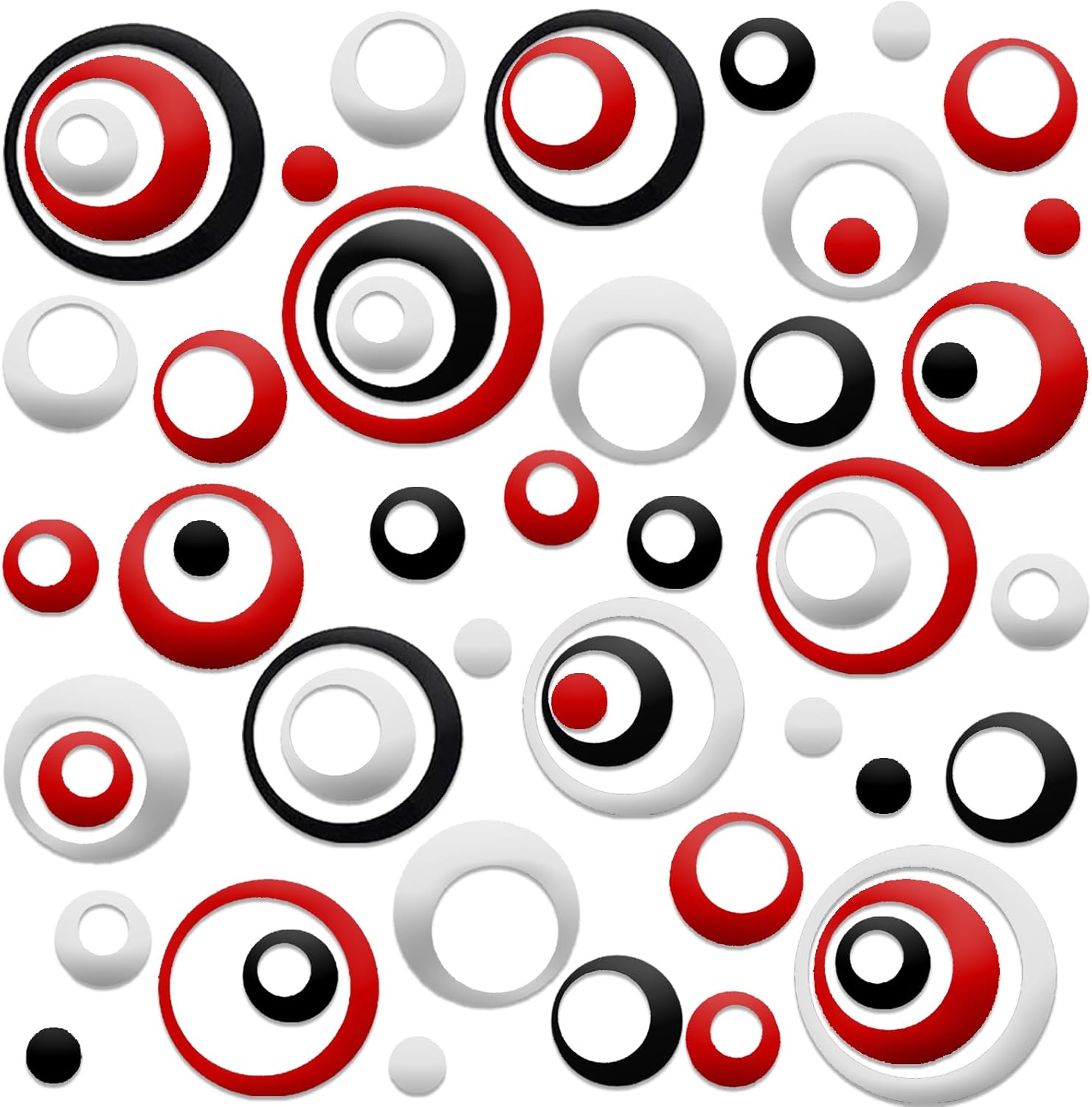72 PCS Acrylic Circle Mirror Wall Stickers Removable Round Dots Mirror Wall Decals DIY Decals Modern Art Mural for Home Living Room Bedroom Decor (Black, Red, Silver