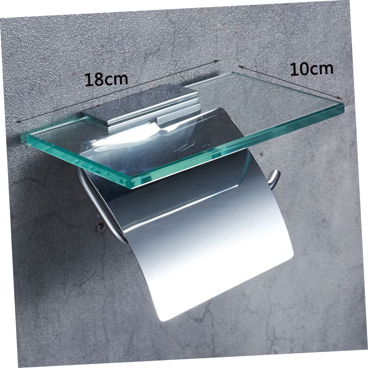 IMIKEYA Portarrollos Diseño Minimalista y Duradero de Papel Higiénico de Vidrio y Cobre con Estante para Móvil y Tapa, Adecuado para Baño de Restaurante o Club