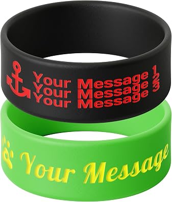 Custom 1 inch Ultra-wide Rubber Bracelets, Personalized Silicone Bracelets Bulk with Logo Text Clipart for Adult Teen