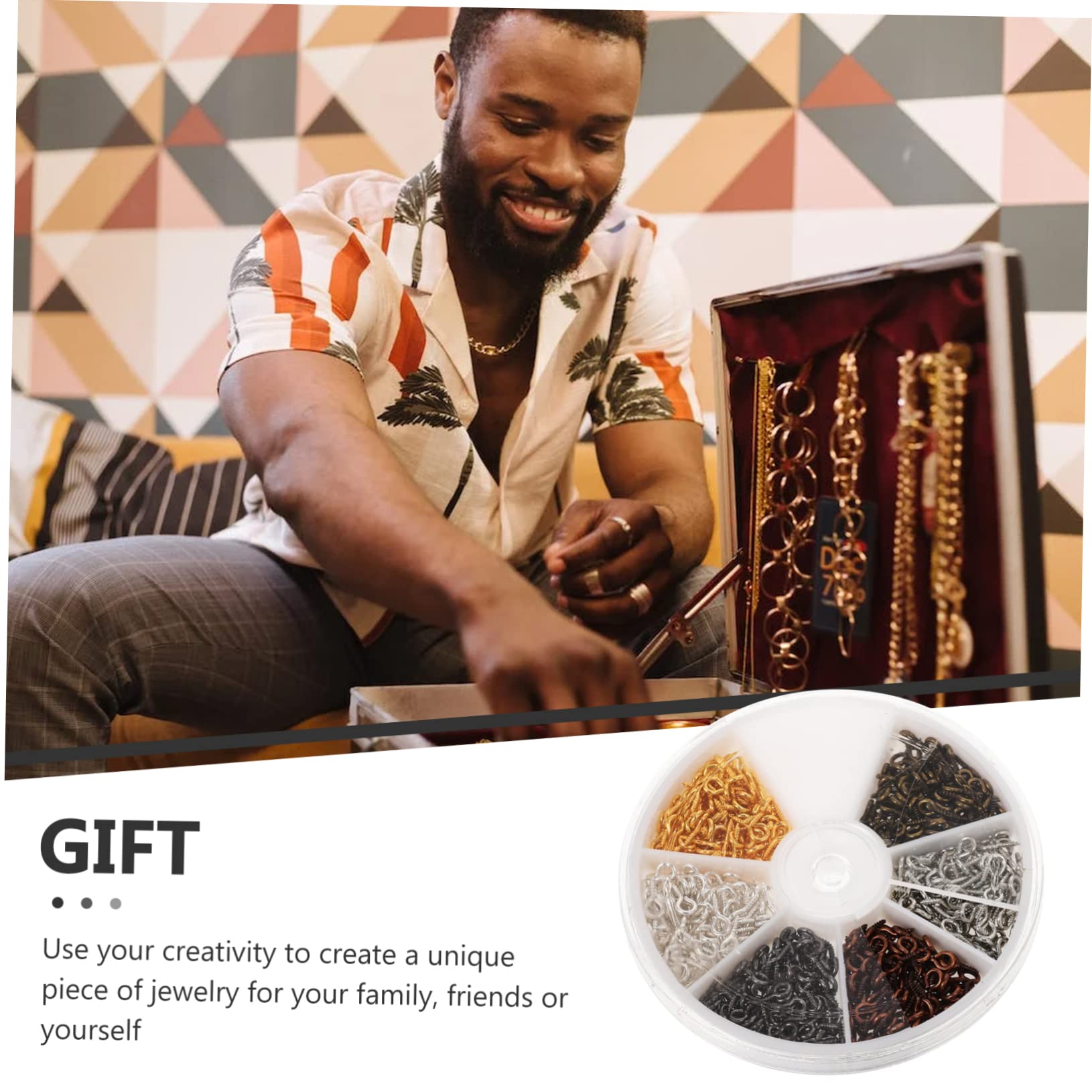 FUNOMOCYA Box Set Metal Eye Bolt Hooks for DIY Decorations Jewelry Making Findings