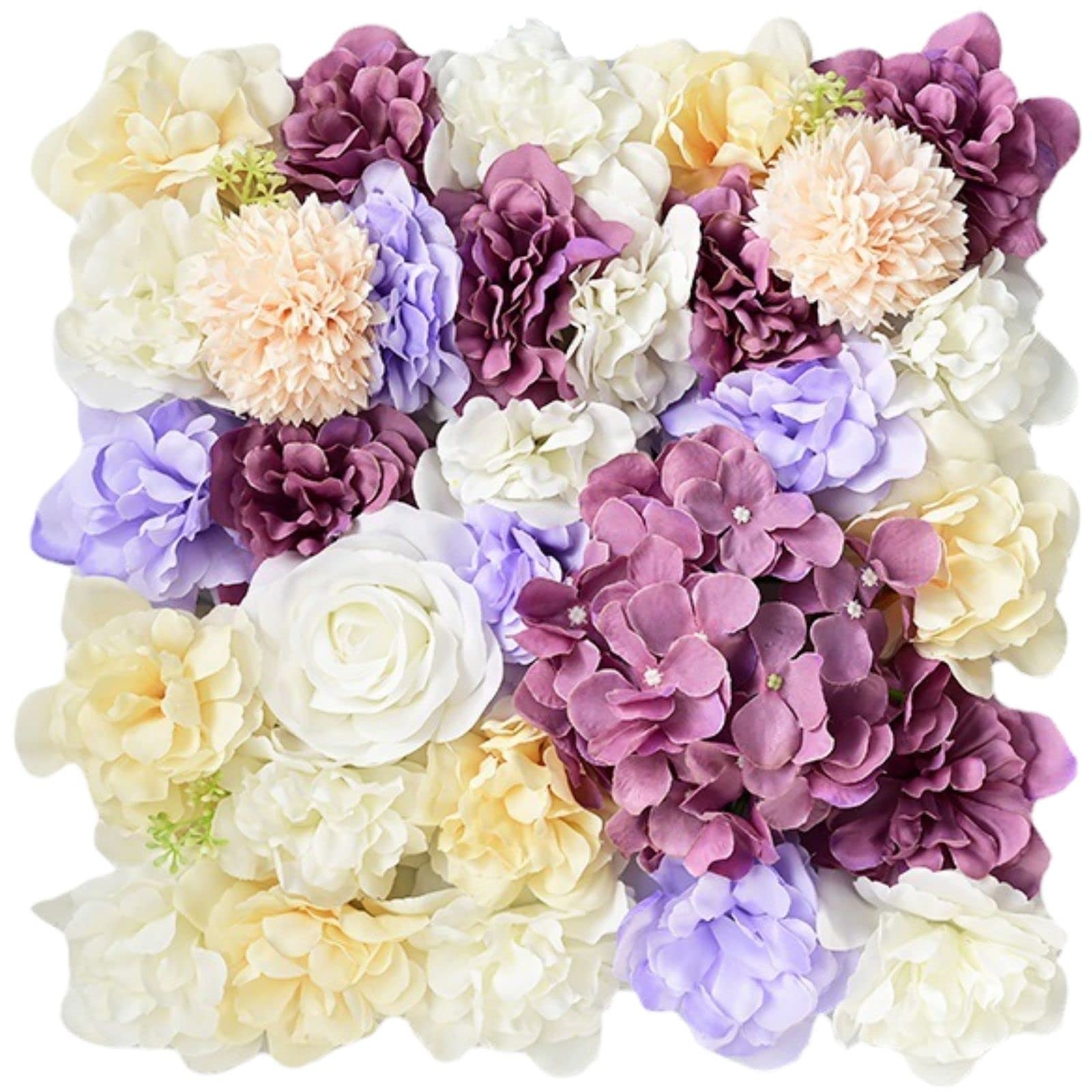 Panneaux de fleurs artificielles sans entretien roses violettes pour fond photo
