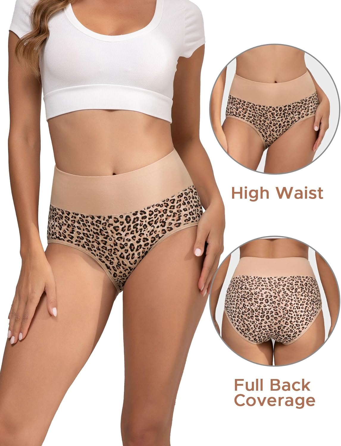 INNERSY Women's Underwear Cotton Soft Underwear High Waisted Breathable Briefs 5 Pack - Image 2