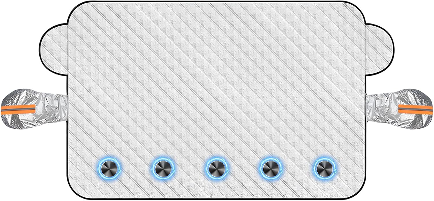 2026 New Car Windshield Snow Cover, Windshield Cover for Ice and Snow with Magnetic Edges,4 Layers Thickness Snow Protector Covers, Windproof Winter Frost and Deicing Awning (45 * 62in)