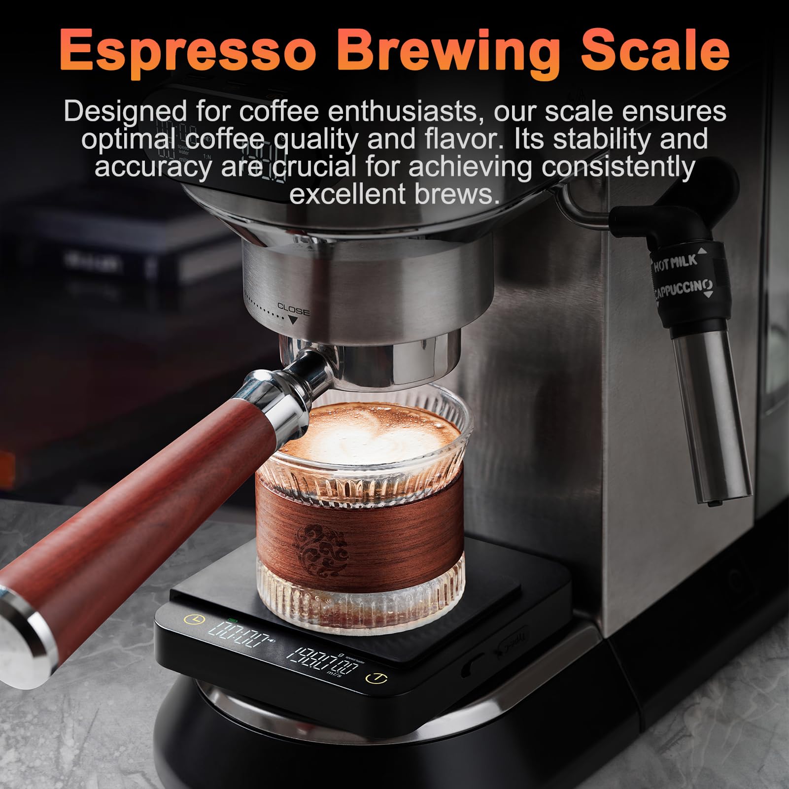 Balance à café Numérique Précision 0.1g capacité de 3kg avec Minuterie et Affichage Magnétique Pour Expresso Verser sur la Cuisson du café (Avec écran d'affichage sans fil)