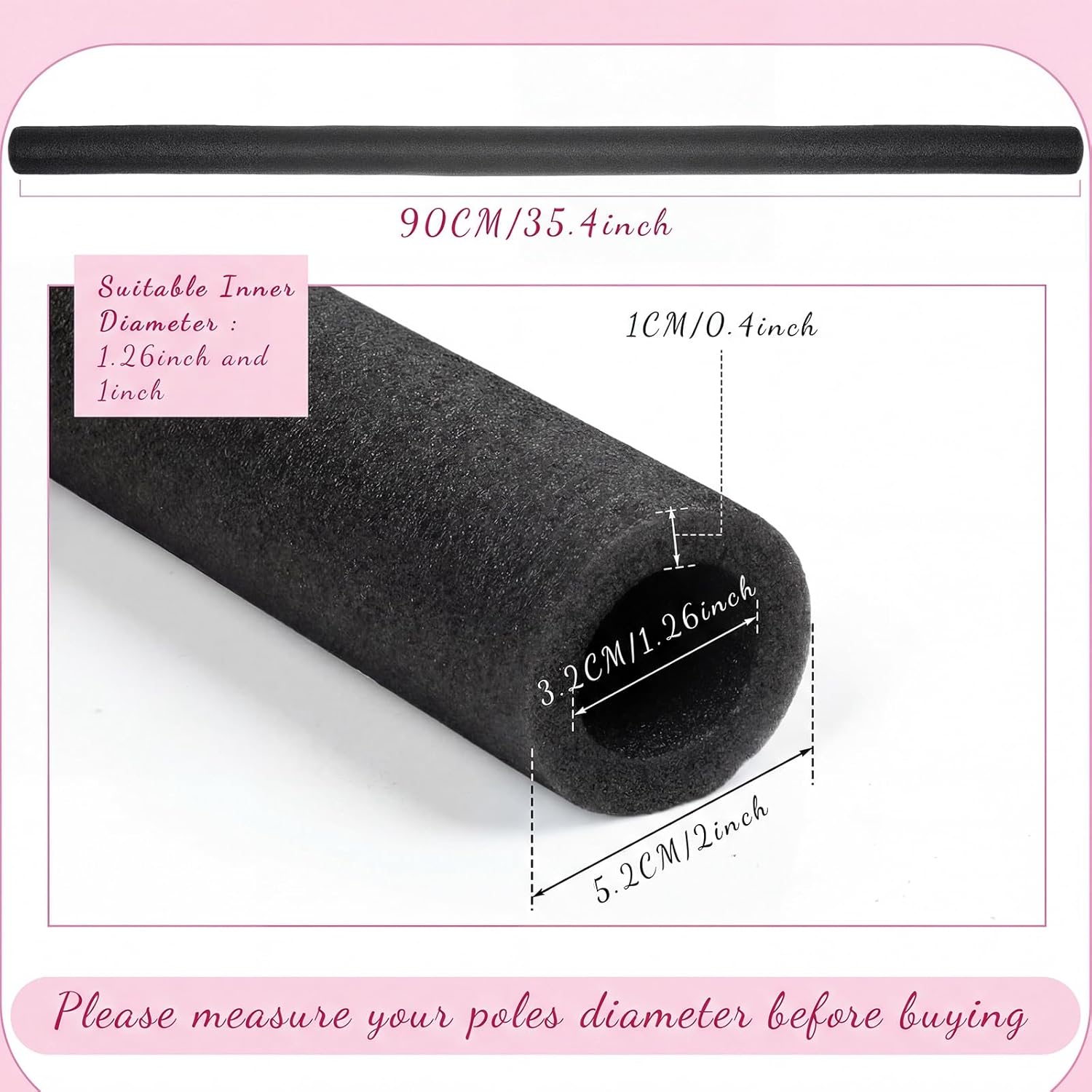 12 Pcs Trampoline Pole Foam Sleeve 35.4" Length 2026 Upgrade Materials Waterproof Trampoline Poles Cover Replacement for Outdoor Accessories