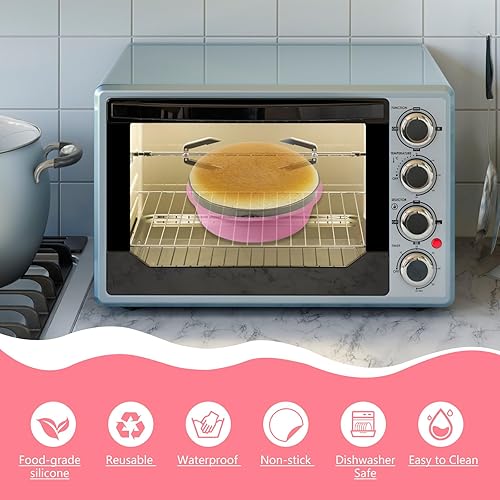 Miniatura 2 de 4 piezas de bandeja de baño de agua para tartas de queso, protector de molde de silicona desmontable con espátula de liberación de pasteles para