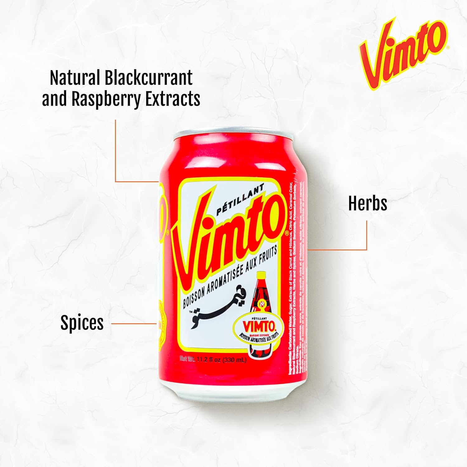 Vimto Sparkling Fruit Flavored Drink – Soda with Natural Black Cherry, Raspberry, Black Currant – Middle Eastern Formula – Perfect for Ramadan, Celebrations – Refreshing Beverage, 12 fl oz (Pack of 24)