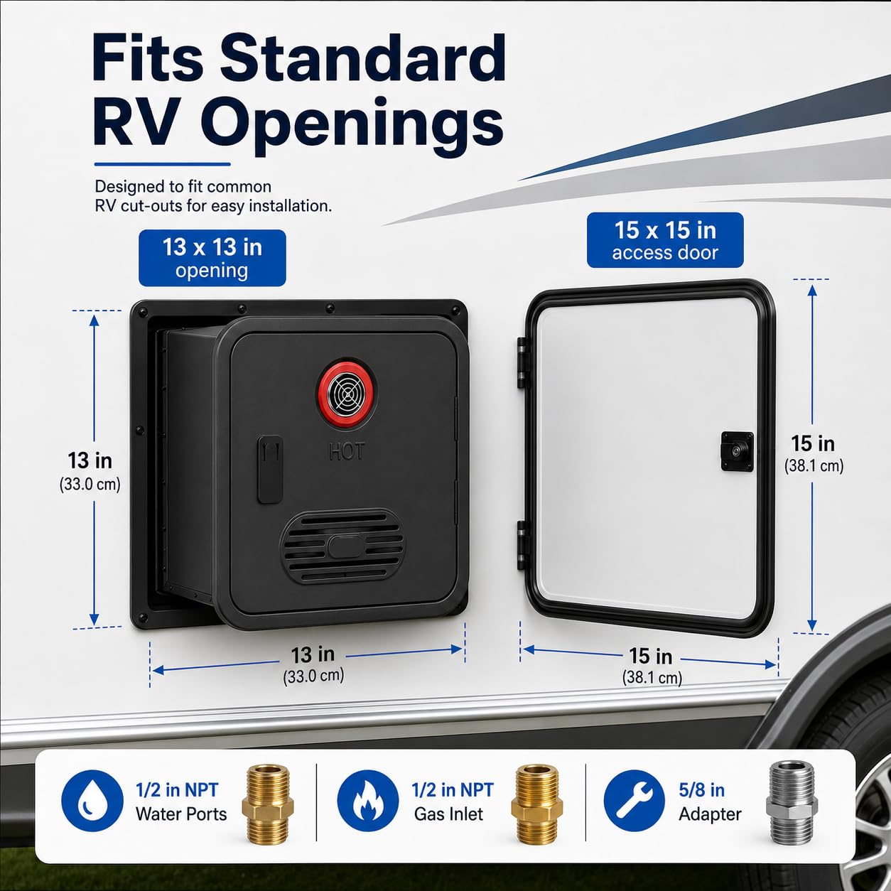 55000 BTU RV Tankless Propan Warmwasserbereiter, 3,9 GPM, 12 V DC | Digitale Temperaturregelung, Fernbedienung und Dual-Wasserauslässe für kompatible Wohnmobil-Installationen