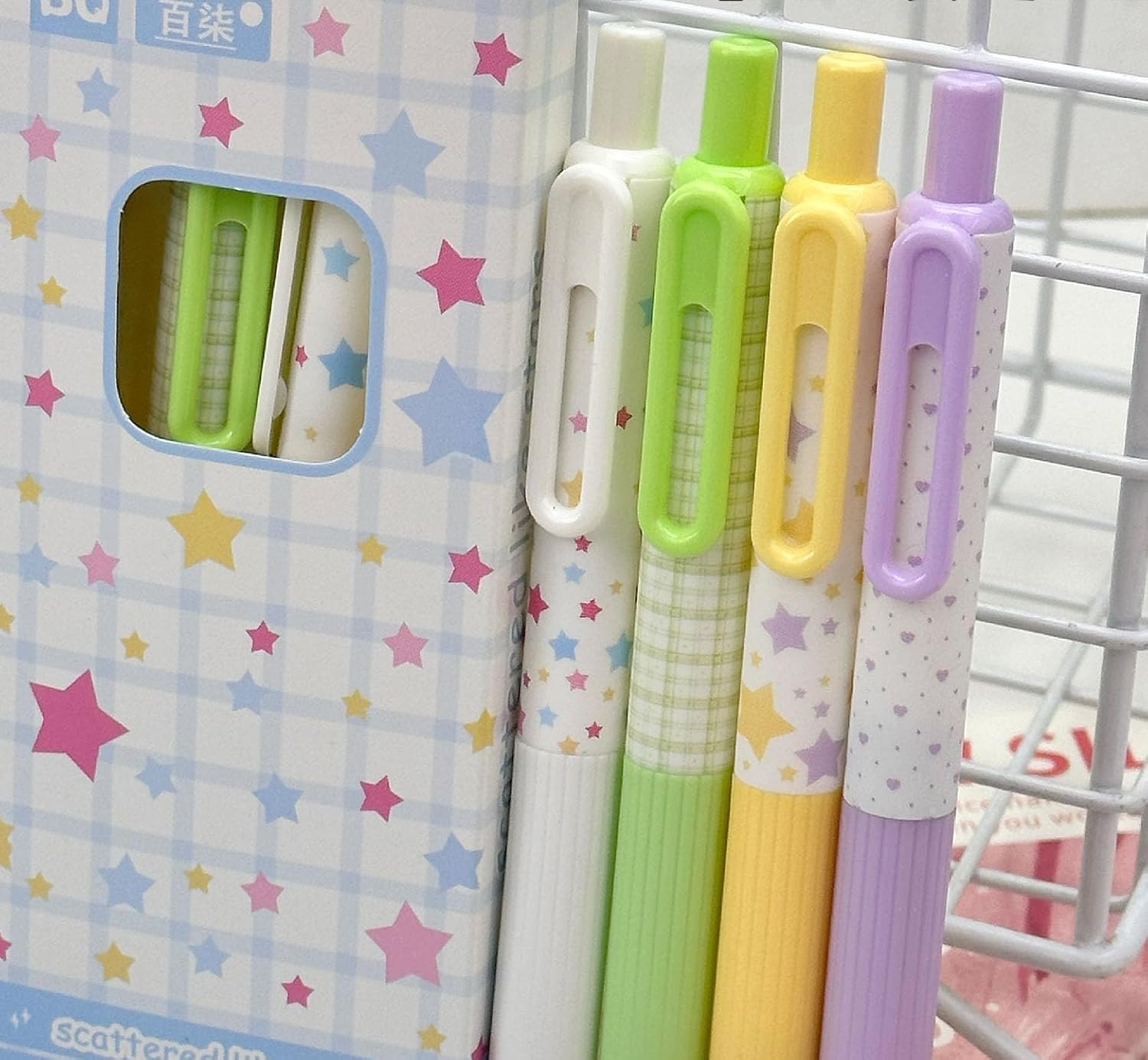 8 Pcs Star Dot Gel Pens 0.5mm Black Ink Cute Pocket Short Pen image 5