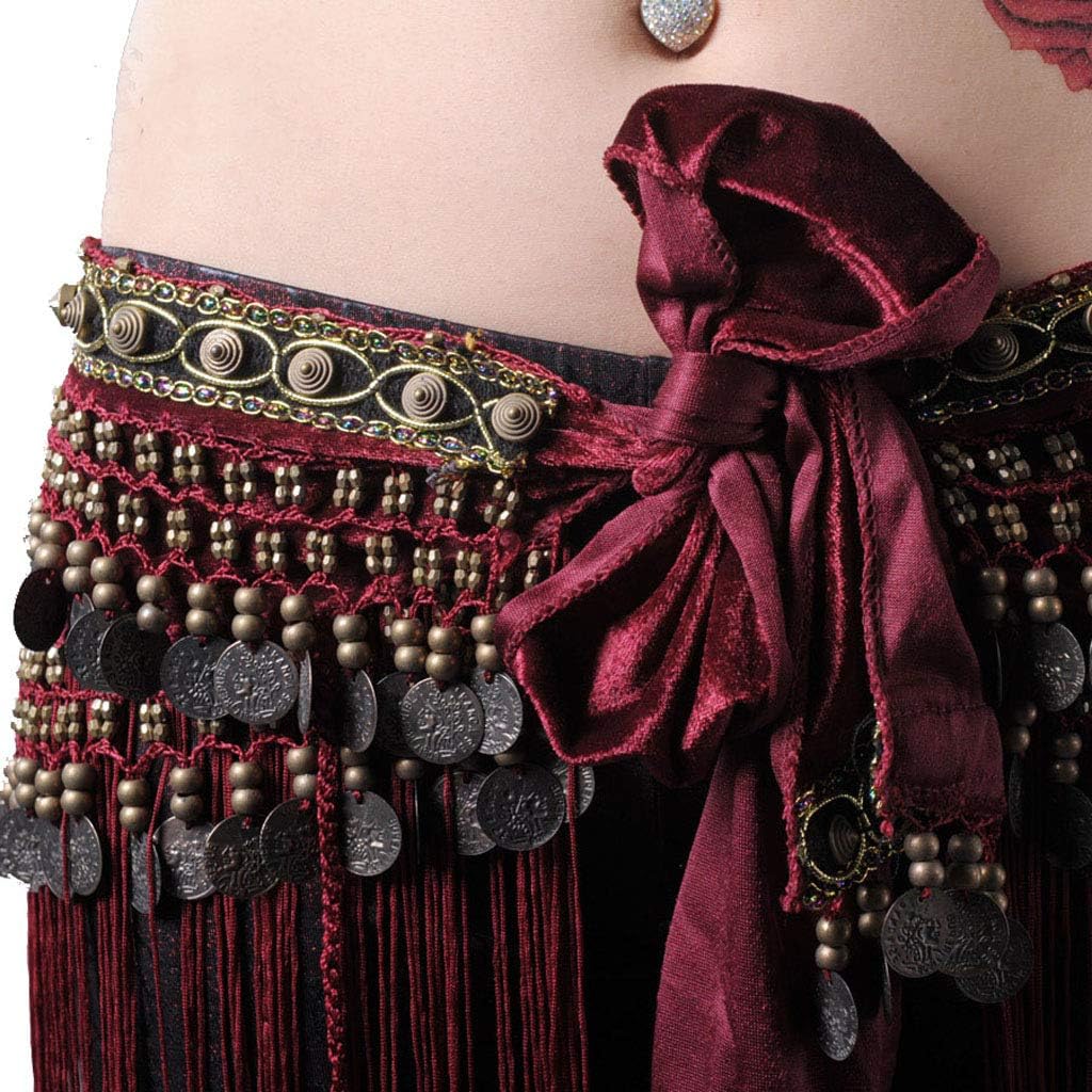 Wuchieal Belly Dance Tribe National Style Belt Tassel Hip Scarfs Velvet Waist… image 3