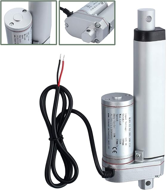 EypiNS silnik liniowy 12 V, 100 mm Linear Actuator 750 N, 72,5 kg, napęd liniowy, napęd regulacyjny, długość napędu, otwieracz do bramy elektrycznej, do samodzielnego montażu mebli, podnoszenia mebli, sofy