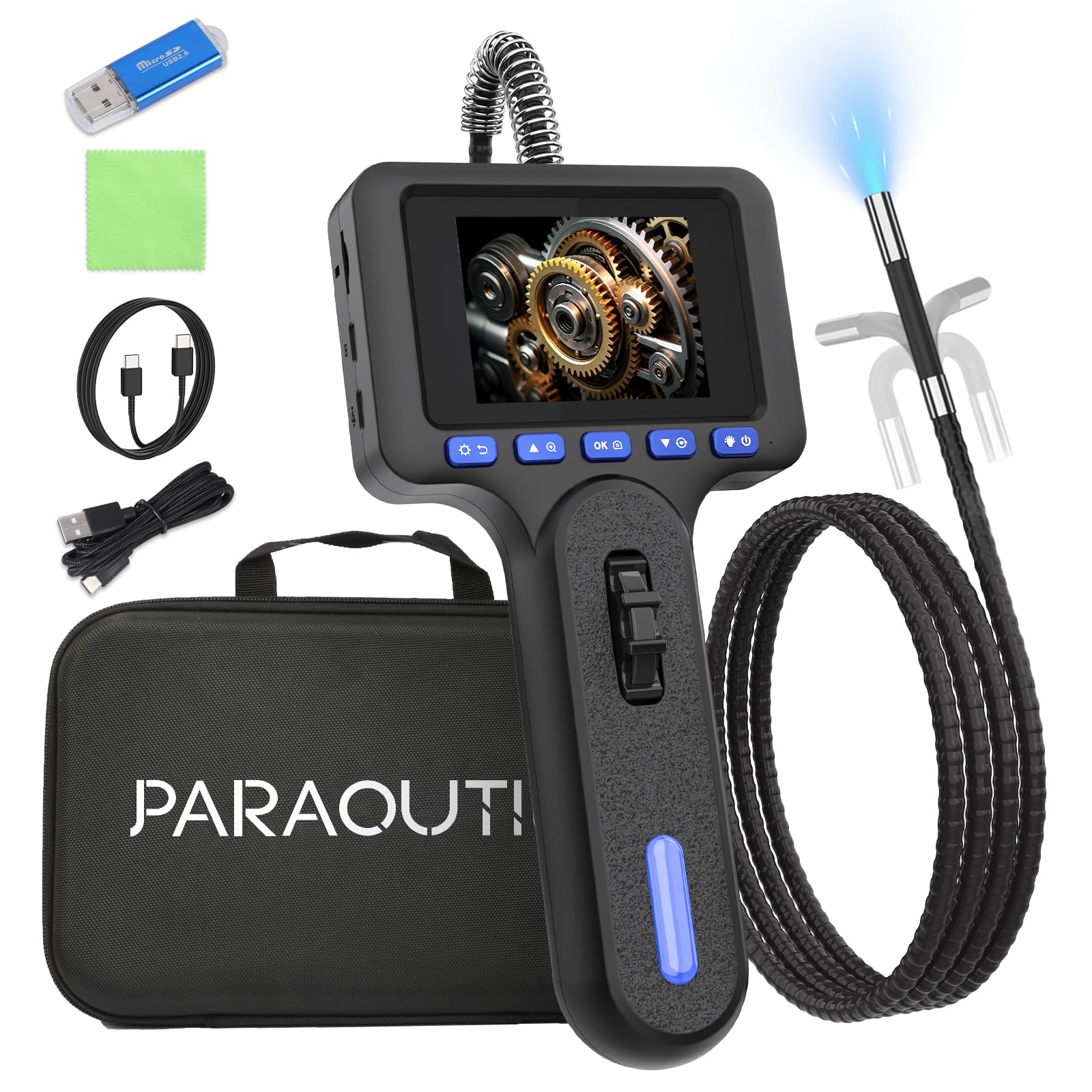 Cámara de inspección de 210° con luz, 1080P IP67, resistente al aceite, sonda de 6,25 mm, cámara endoscópica de 2,8 pulgadas, pantalla IPS de 32 GB, para reparación de vehículos, inspección de tubos