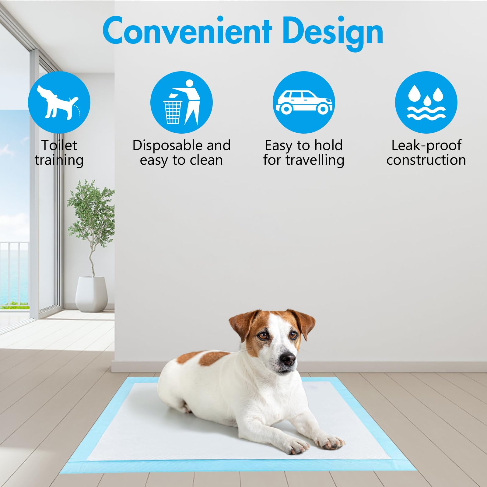 YSWOVUO 100 Pezzi Tappetini Igienici per Cani, 60 x 60cm Traversine cani, 5 Strati Tappetini Assorbenti per Cani, Tappetini Cane Superficie ad Asciugatura Rapida, Addensare