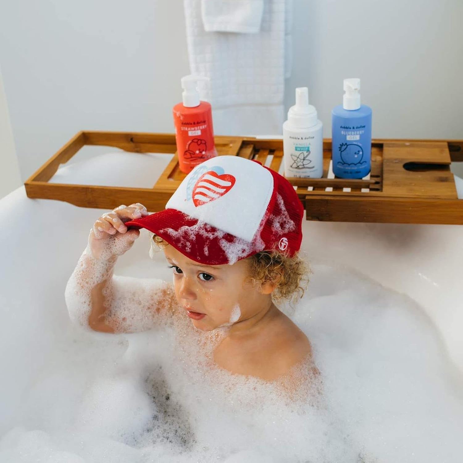 Dabble & Dollop USA Kids 3-in-1 Body Wash, Shampoo & Bubble Bath Variety Set – Strawberry, Blueberry & Vanilla, Tear-Free, Gentle, Hypoallergenic and Safe for Sensitive Skin (Pack of 3)