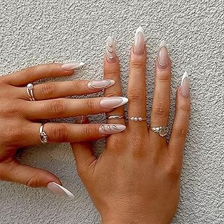 Uñas postizas a presión con forma de almendra...