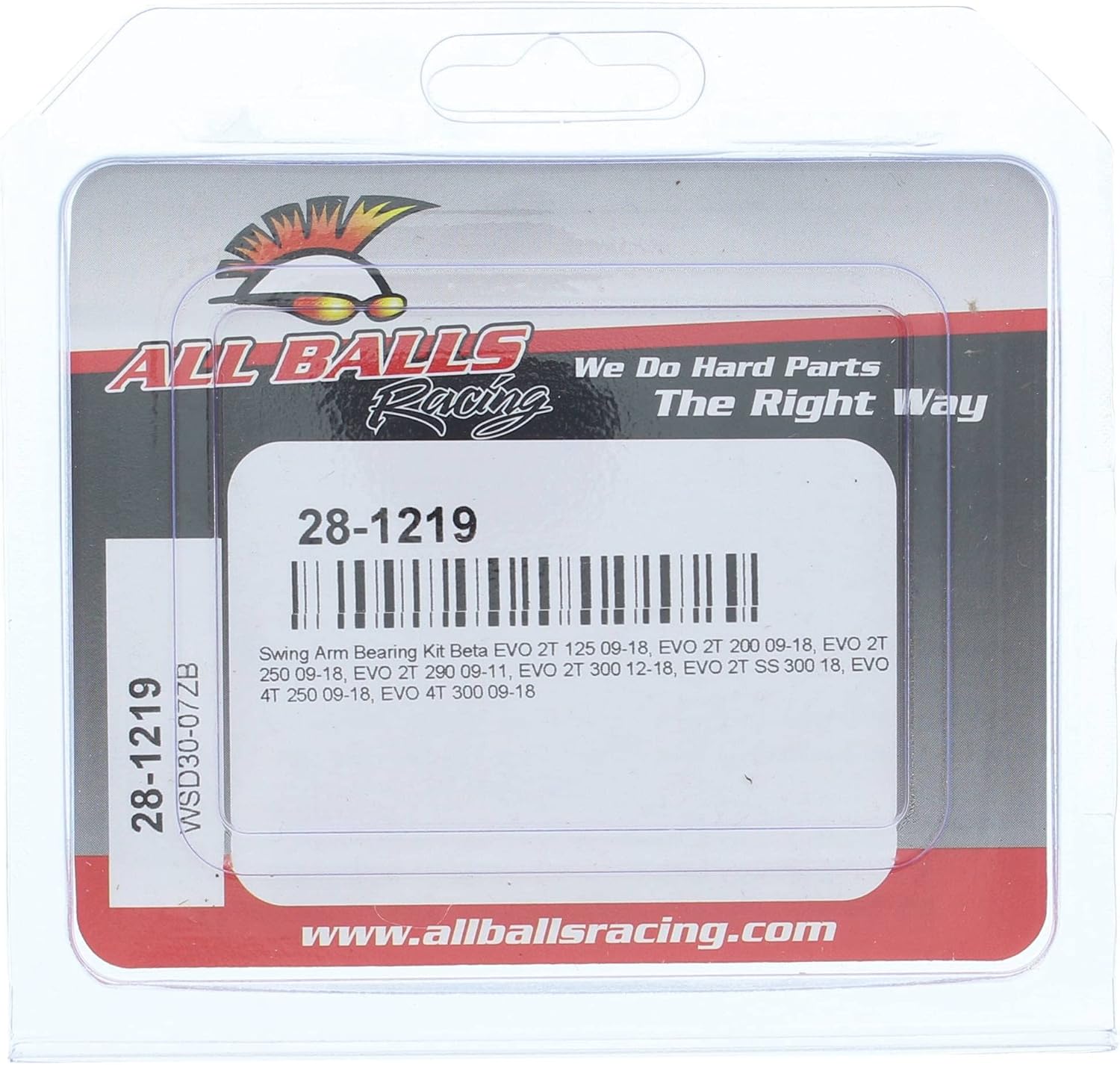 All Balls Racing 28-1219 Swing Arm Bearing Kit Compatible With/Replacement For Beta EVO 2T 125 2009-2021, EVO 2T 200 2009-2021, EVO 2T 250 2009-2021, EVO 2T 290 2009-2011, EVO 2T 300 2012-2021