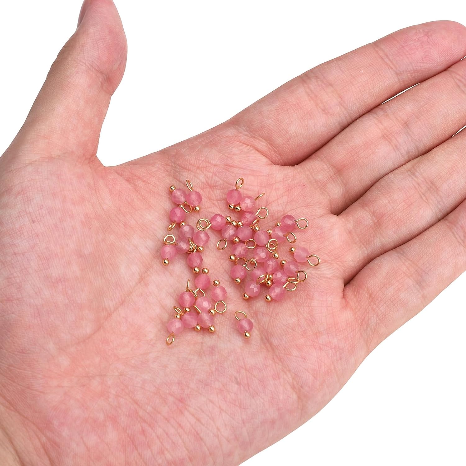 Natural Faceted Round Stone Charms 4mm 30pcs with Untarnish Metal Accessories Loose Beads for DIY Jewelry Making - Image 4