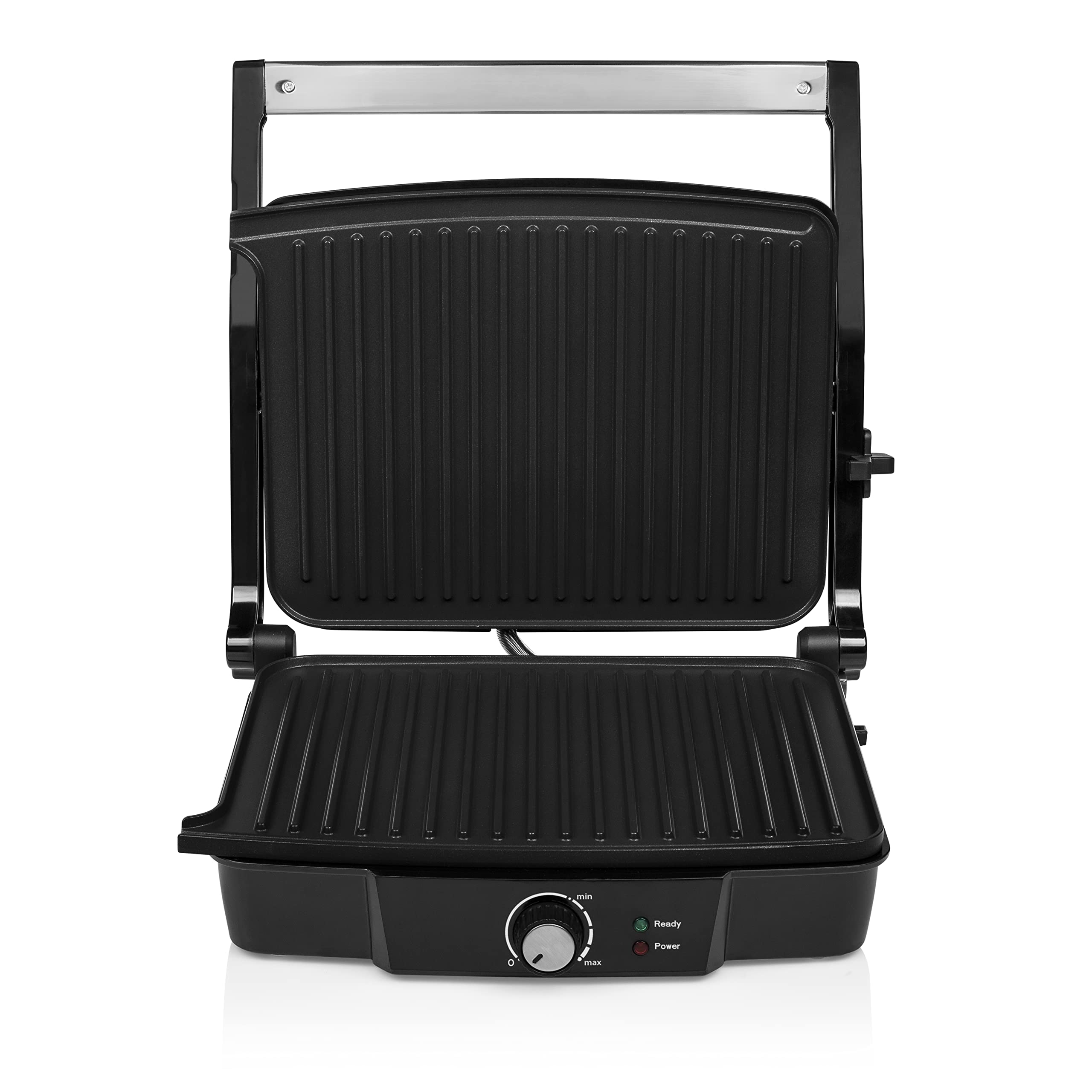 Tristar Griglia Elettrica a Contatto GR-2853, 2000 watt, Apertura a 180°, 29 x 23,5 cm, Utilizzabile anche come griglia da tavolo, colore: Nero
