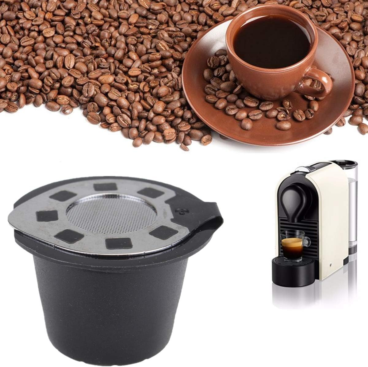 CocinaCo Stainless Steel Refillable Reusable Coffee Capsule Cup Pod Filter Tool for Nespresso