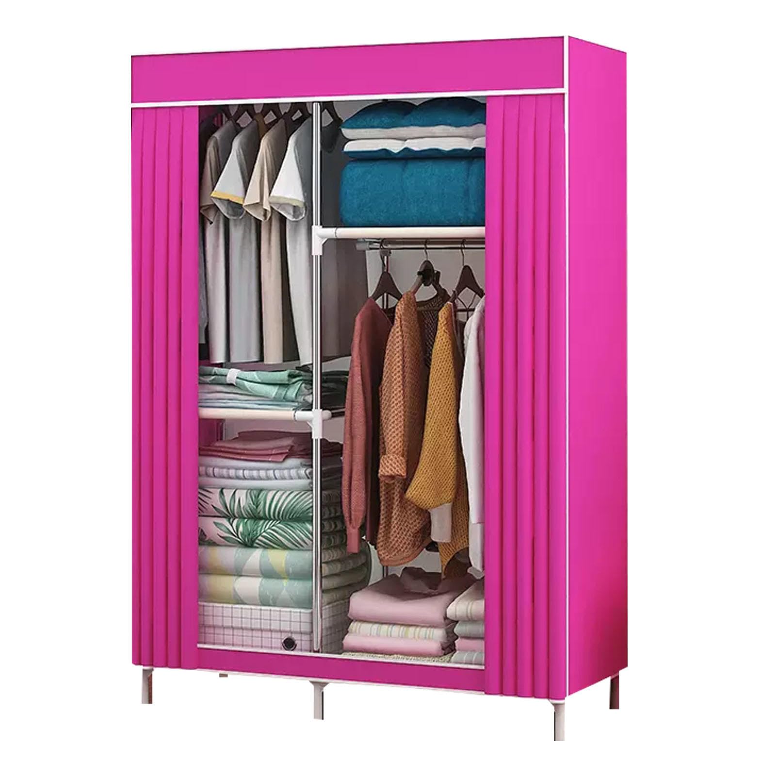Armario plegable de tela rosa ideal para ganar espacio en tu dormitorio