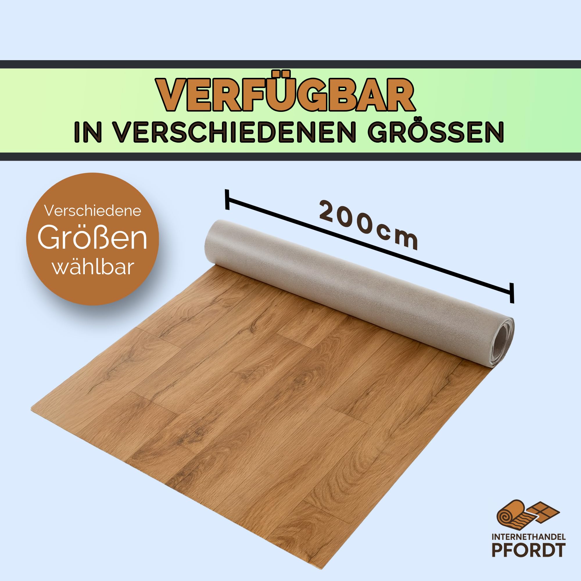 CV Bodenbelag Holz Optik Braun, 350x200 cm, pflegeleichter PVC Vinylboden mit Holzoptik, Meterware für Küche und Wohnzimmer