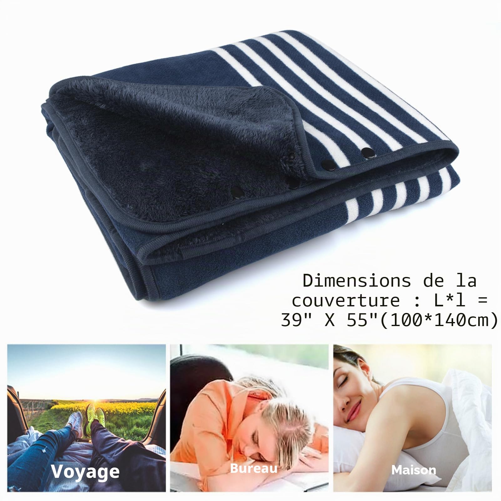 Poncho Femme 3-en-1 Réglable Multiway Surchauffé avec Boutons – Plaid Polaire à Carreaux pour Maison, Bureau, Voyage – Idéal Cadeau Noël