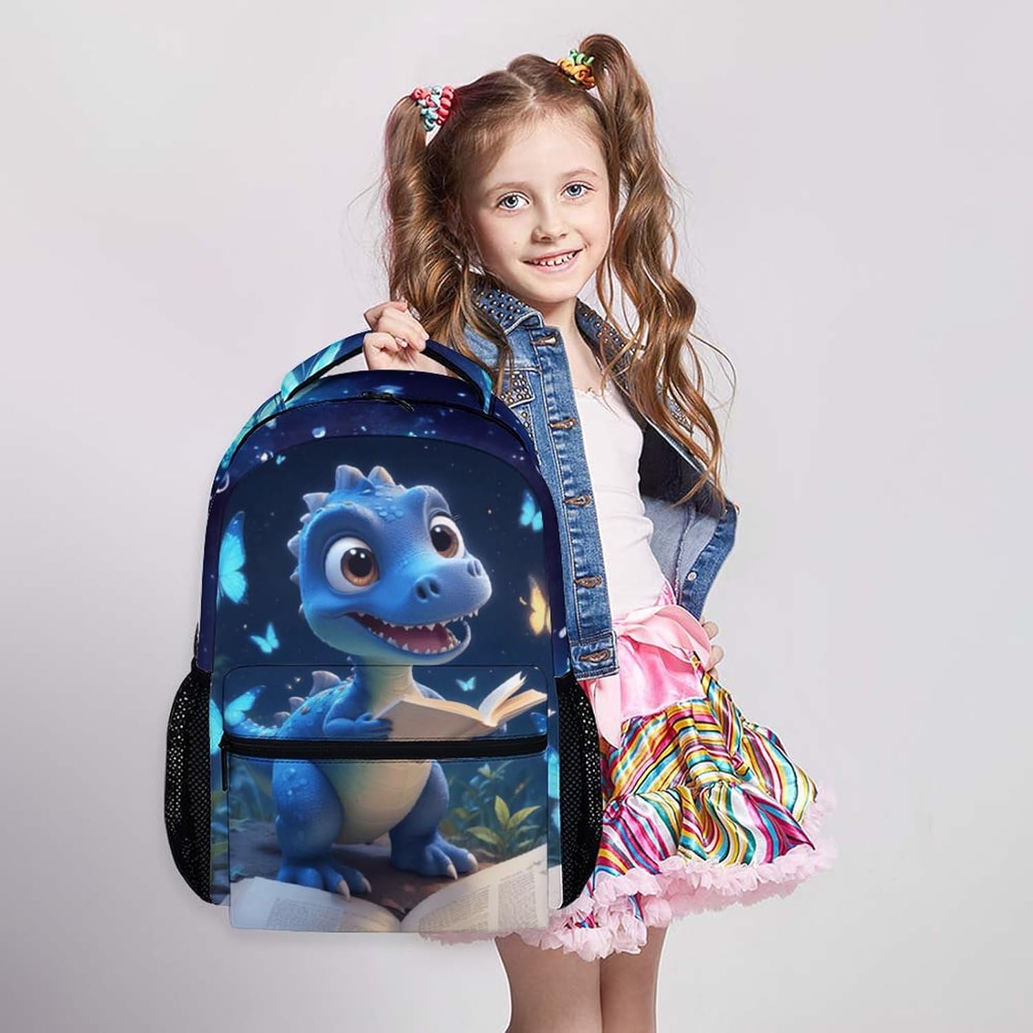 Kids Dinosaur Backpack for Boys, Schoolbag Casual Bag for Girls Kindergarten Primary, 17 Inch Lightweight Durable Daypack for School Hiking Travel Back to School