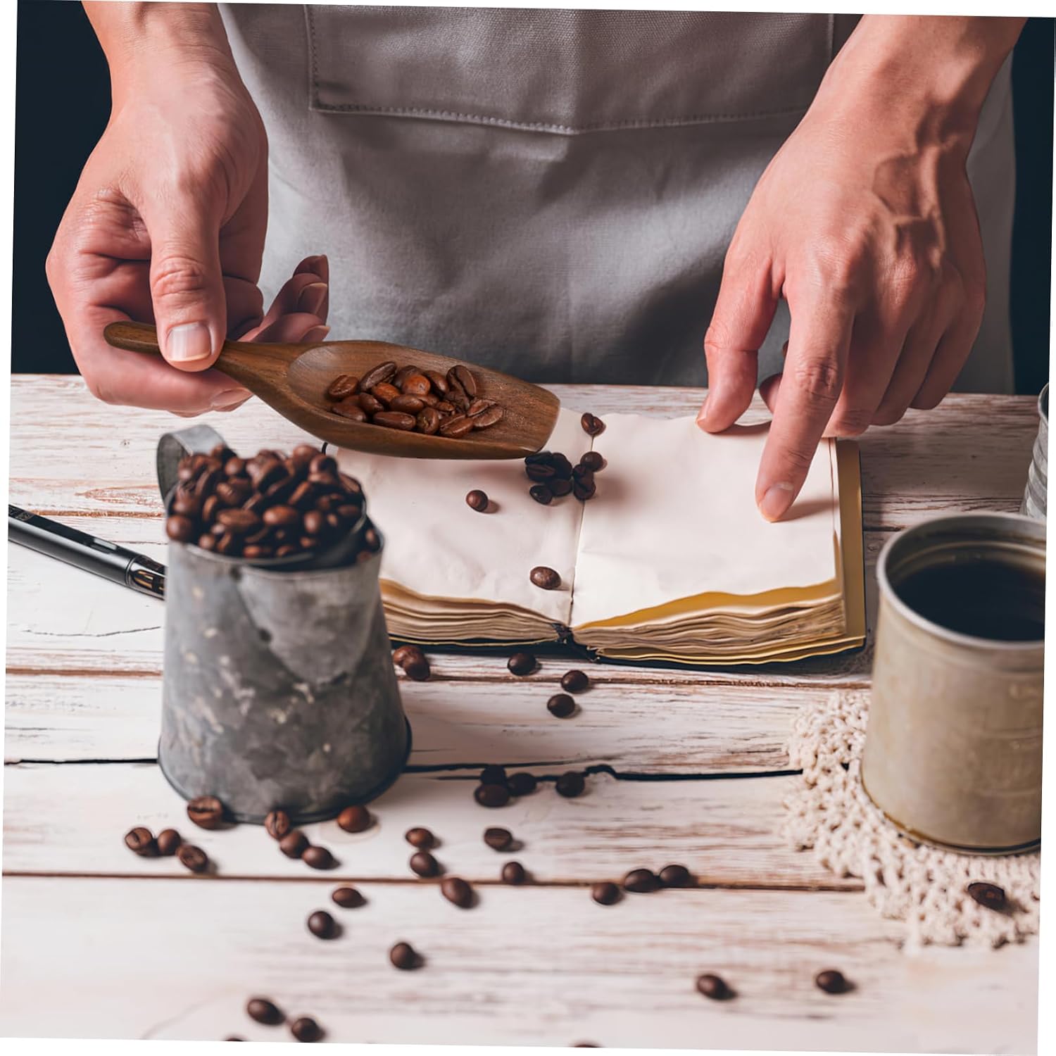 PRETYZOOM 2pcs Coffee Bean Scoop Smooth Natural Finish Practical Tea-leaf Spoon for Measuring Rice and Coffee Kitchen Utensil