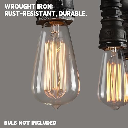 Miniatura 4 de LightInTheBox Candelabros industriales rústicos de tubo de tubo, lámpara colgante Steampunk de 5 luces Edison lámpara de techo para comedor, sala de