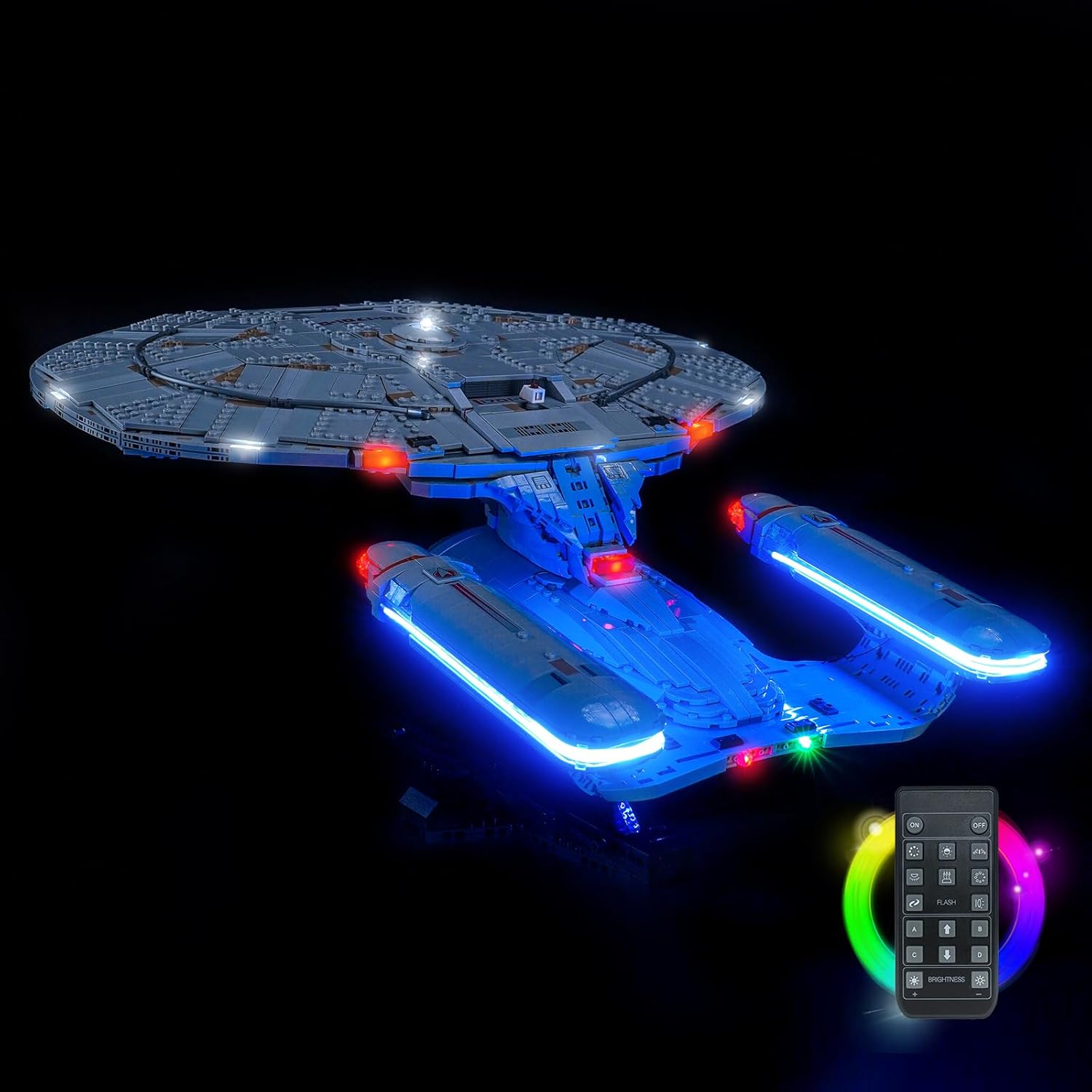 Upgraded Led Light Kit Compatible with Lego USS Enterprise NCC-1701-D Building Set, RC Version Compatible with Lego 10356, Best Gifts for Adults (Model Not Included)