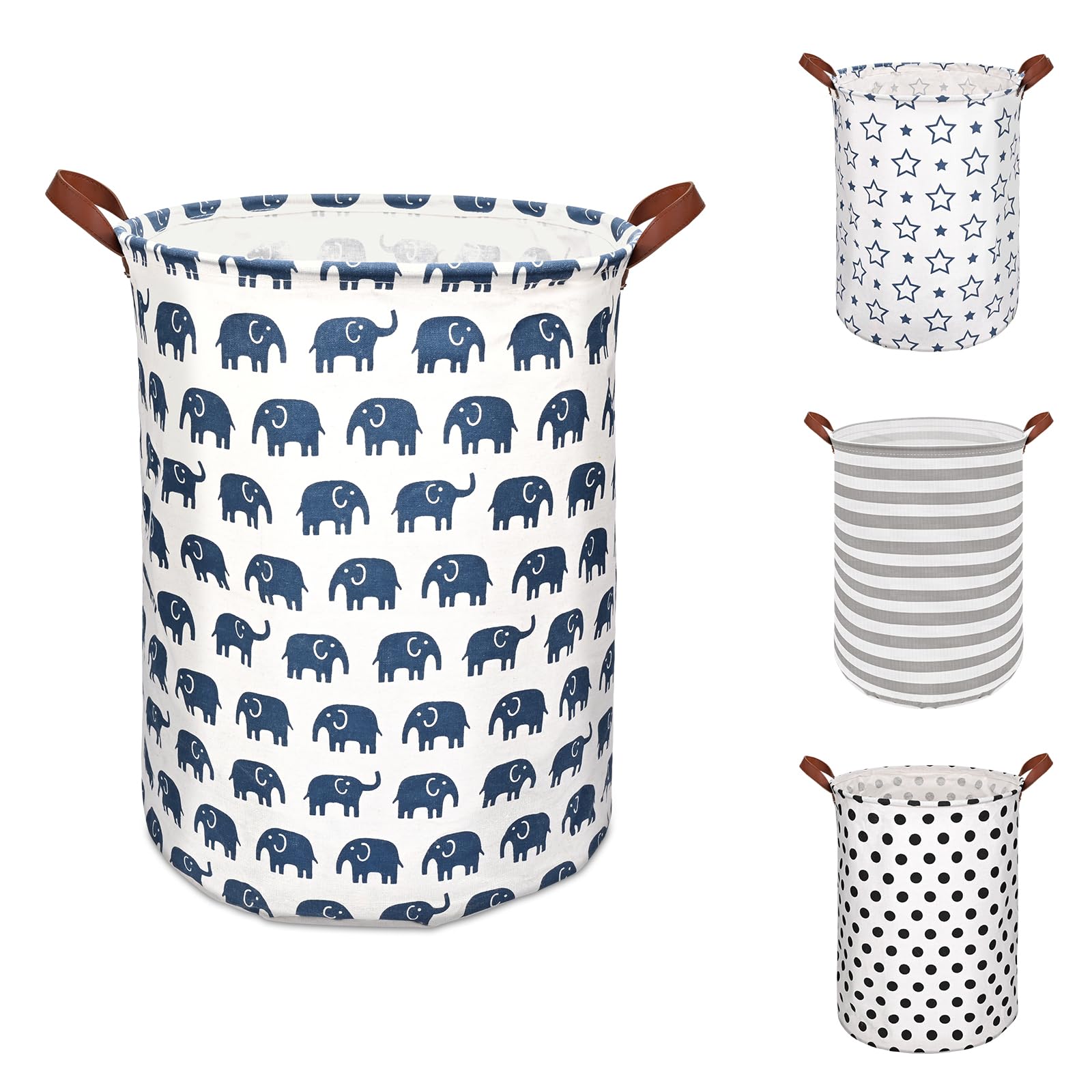 Laundry Basket CORYIN Large Washing Basket 65L Hamper Basket with Handles Waterproof Storage Baskets for Clothes Toys Bedroom Accessories Laundry Bags Dirty Clothes Laundry Hamper, Blue Elephant